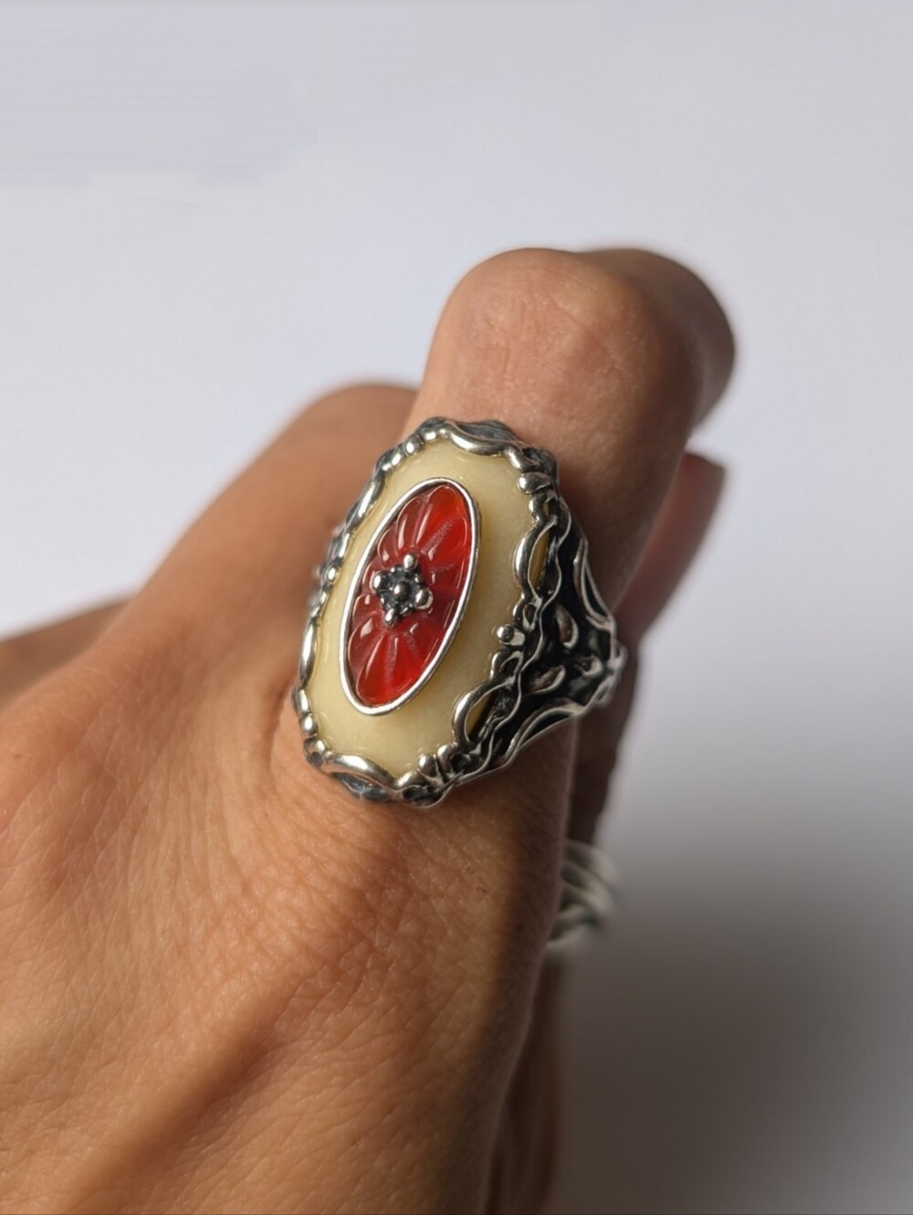 Carolyn Pollack Relios sterling silver carnelian yellow quartzite Ring 925
